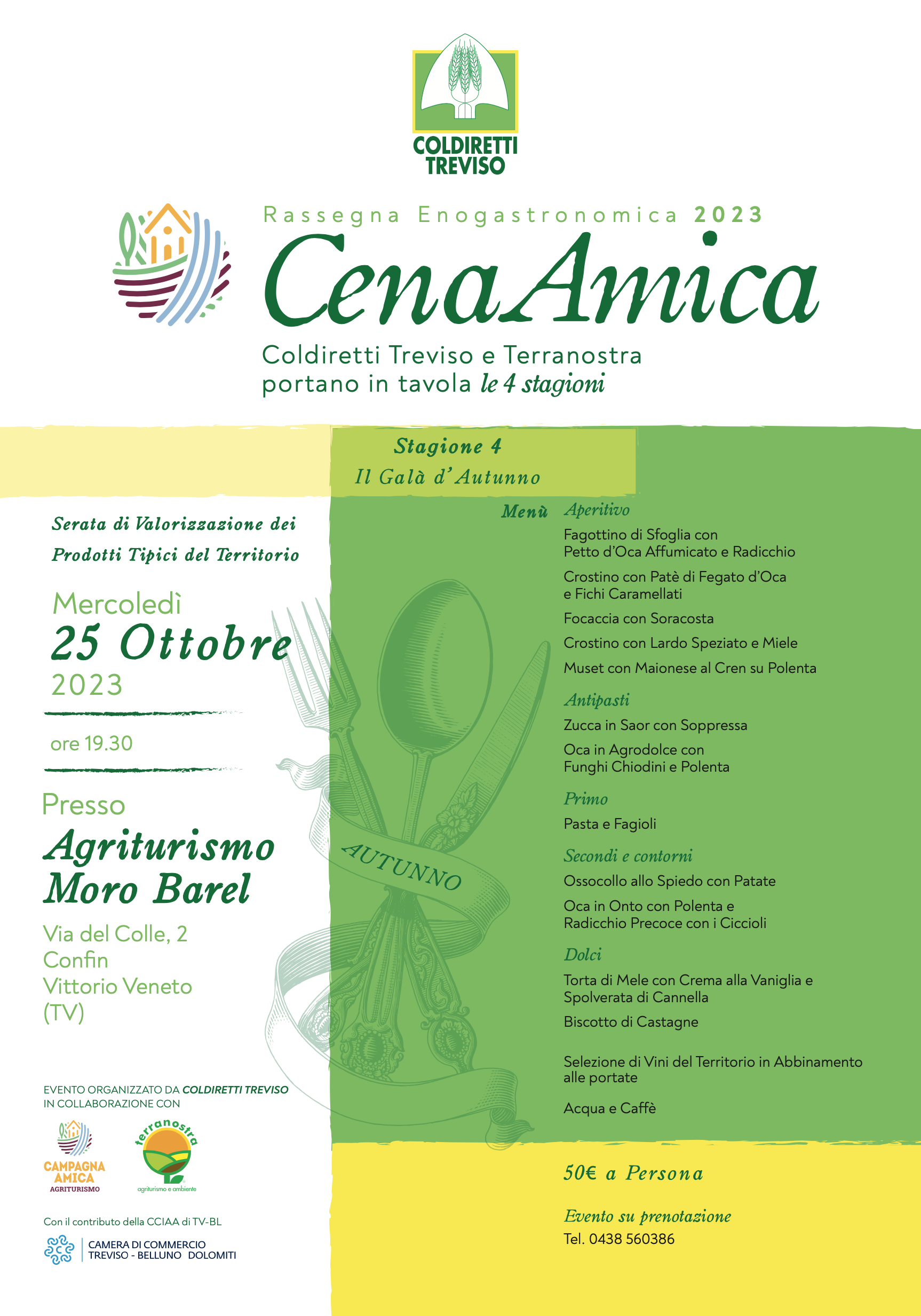 Locandina CenaAmica - gala autunno - ottobre 2023